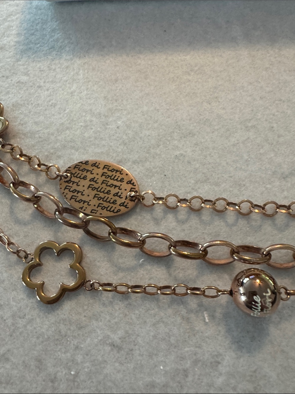 Folli Follie Rose Gold Multi-Strand Floral Necklace - Picture 3 of 10